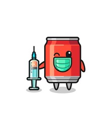 drink can mascot as vaccinator