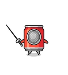 drink can earth cartoon as fencer mascot