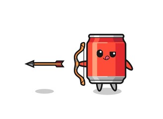 illustration of drink can character doing archery