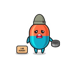 cute capsule beggar cartoon character