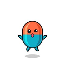 Obraz premium capsule character is jumping gesture
