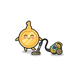 cute key holding vacuum cleaner illustration
