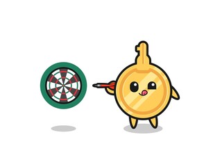 cute key is playing dart