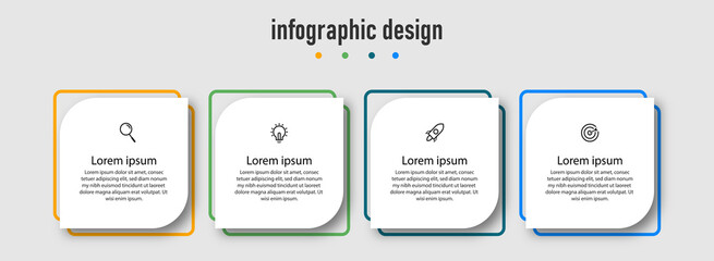Infographic design for business concept. Can be used for info graphics, flow charts, presentations, web sites, banners, label template with icons. 4 options or steps.