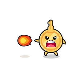 cute key mascot is shooting fire power