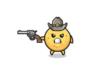 the potato chip cowboy shooting with a gun