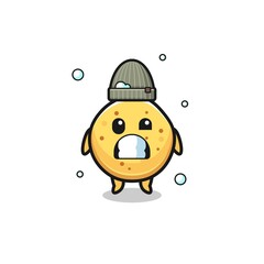 cute cartoon potato chip with shivering expression