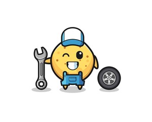 the potato chip character as a mechanic mascot