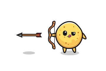 Obraz premium illustration of potato chip character doing archery