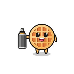 the cute circle waffle as a graffiti bomber