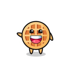 happy circle waffle cute mascot character