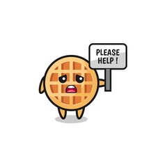 cute circle waffle hold the please help banner