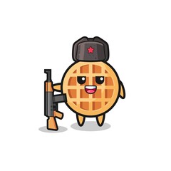 cute circle waffle cartoon as Russian army