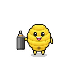 the cute bee hive as a graffiti bomber