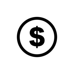 Simple dollar coin icon. Vector.