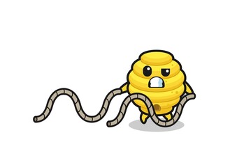 illustration of bee hive doing battle rope workout