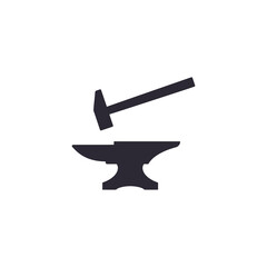 Blacksmith vector icon. Anvil and Hammer. Vector Illustration.