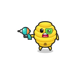 Fototapeta premium cute bee hive holding a future gun
