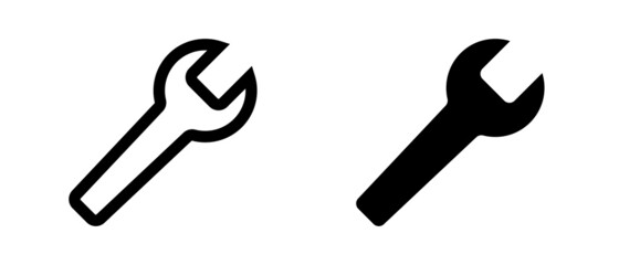 Spanner silhouette icons. Setting icon. Vector.