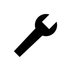 Black wrench silhouette icon. Vector.