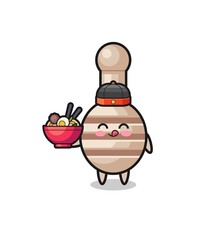 honey dipper as Chinese chef mascot holding a noodle bowl