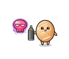 french bread cartoon make a graffiti with a spray paint