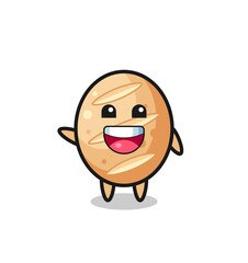 happy french bread cute mascot character