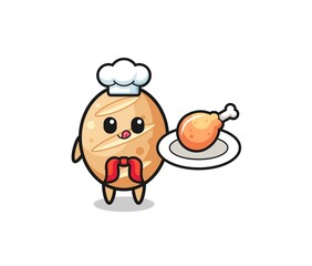 french bread fried chicken chef cartoon character