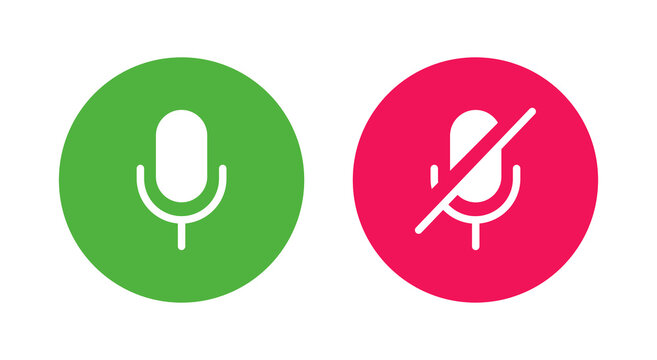 Microphone on off icon interface flat color style. Vector 10 eps