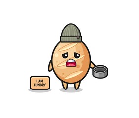cute french bread beggar cartoon character
