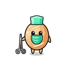 surgeon french bread mascot character