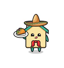 house Mexican chef mascot holding a taco