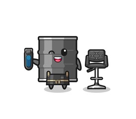 oil drum barbershop is holding a trimer