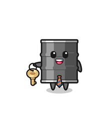 cute oil drum as a real estate agent mascot