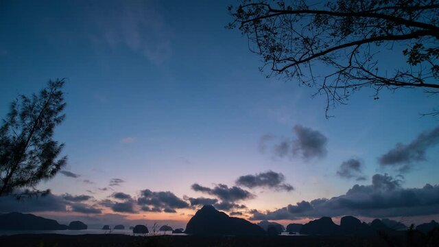 Time lapse of clouds taken by the wind on a mountain at the edge of smed nang she phang-nga