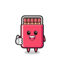 matches box mascot doing thumbs up gesture