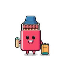 matches box mascot character as hiker