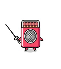 matches box earth cartoon as fencer mascot