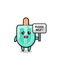 Fototapeta premium cute popsicles hold the please help banner