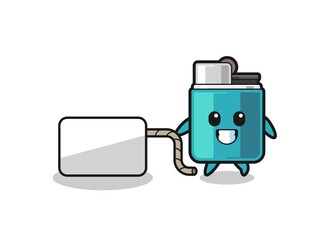 lighter cartoon is pulling a banner