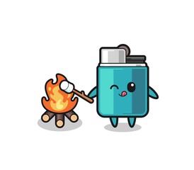 lighter character is burning marshmallow