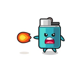 cute lighter mascot is shooting fire power