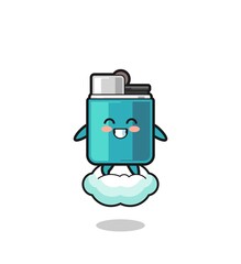 cute lighter illustration riding a floating cloud