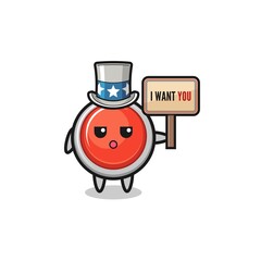 emergency panic button cartoon as uncle Sam holding the banner I want you