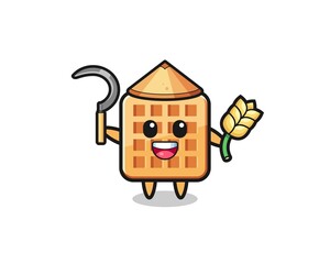 waffle Asian farmer holding paddy