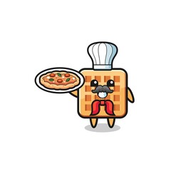waffle character as Italian chef mascot