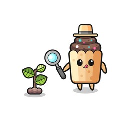 cute cupcake herbalist researching a plants