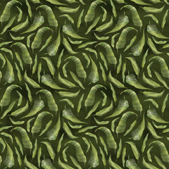 green tropical leaves seamless pattern