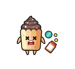 illustration of overdose cupcake character