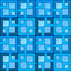 stained glass seamless pattern with blue squares